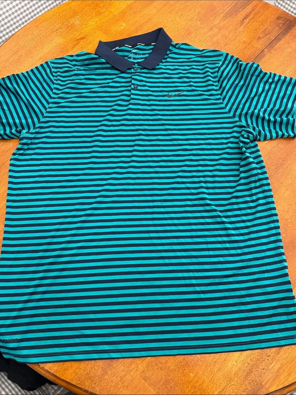 Nike Men's Striped Polo - Teal and Navy xxl